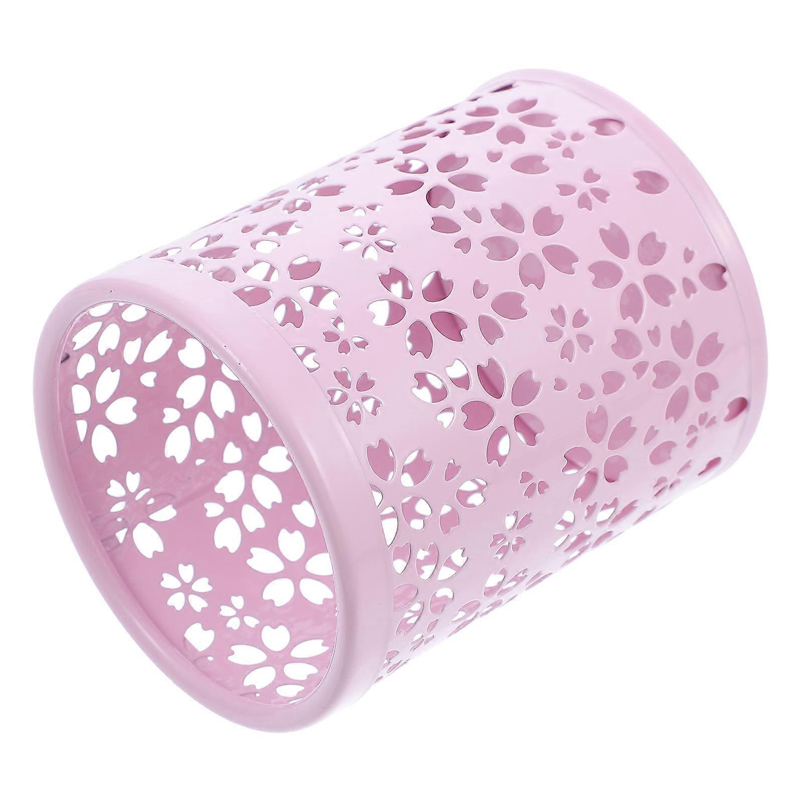Pink Desk Pen Holder Made of Iron for Office Storage Use with Sturdy Design and Anti-Rust Coating