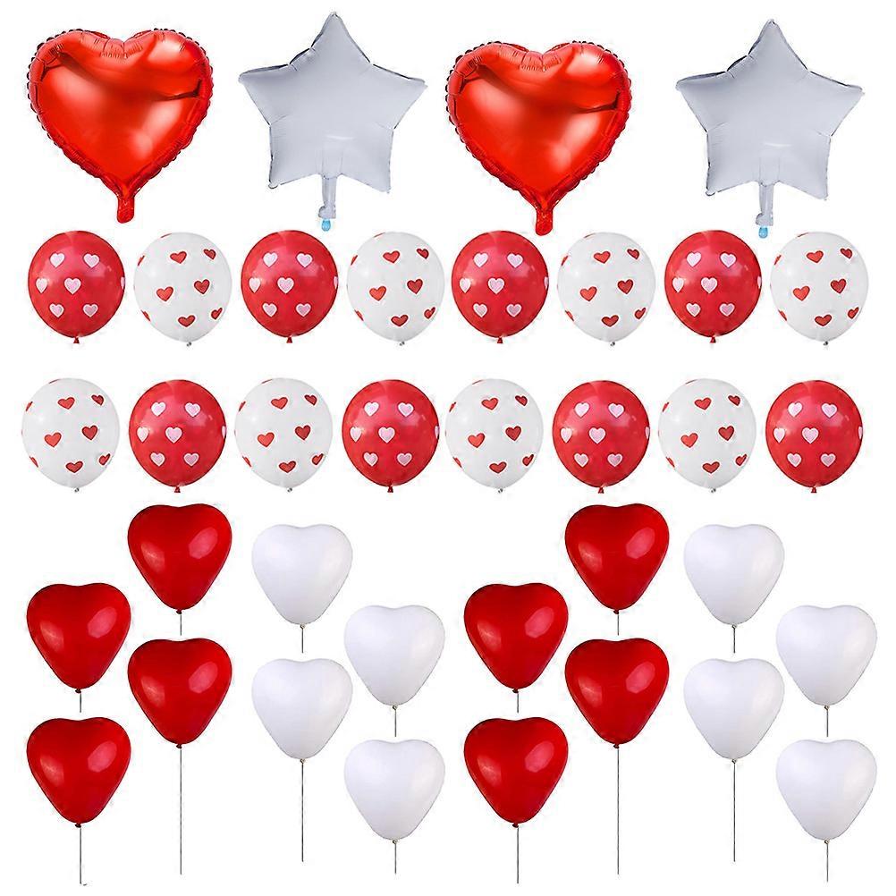Assorted Color Balloon Decoration Set with 36 Pieces Including Heart Latex and Foil Balloons for