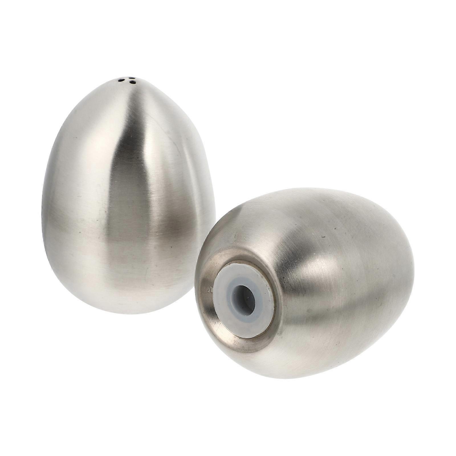 Condiment Jars 2Pcs Stainless Steel Egg-shaped Seasoning Containers For Kitchen Use Crafted With Simple And Convenient Design Elements