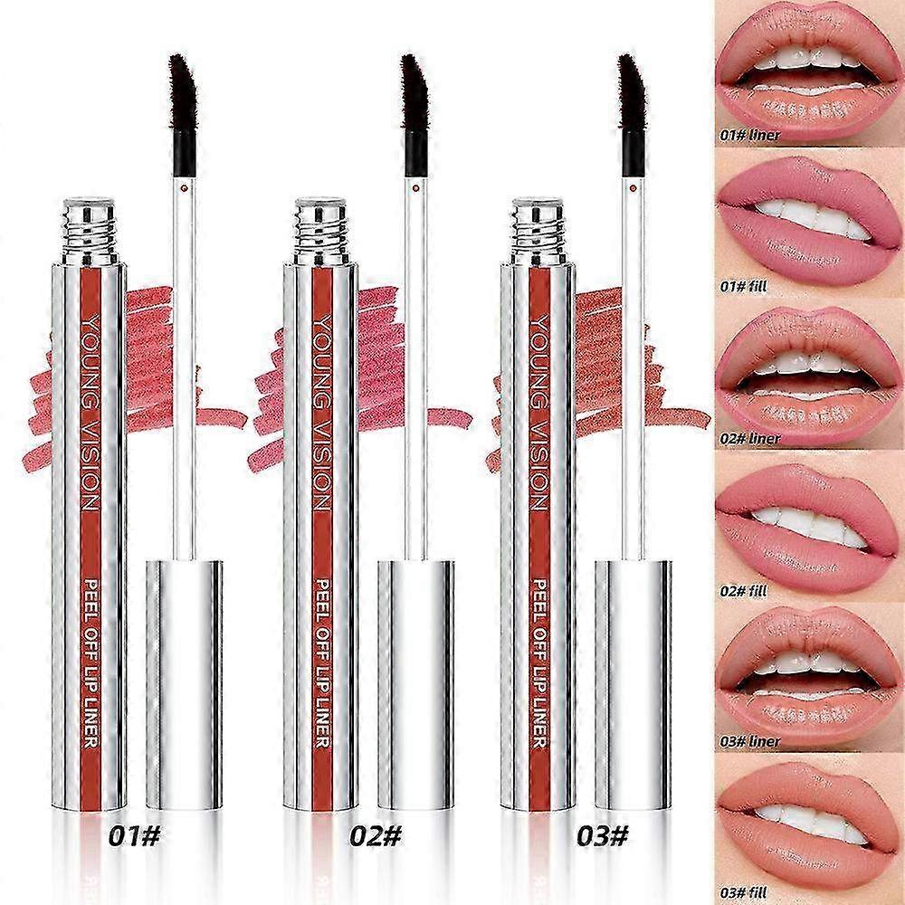3-Pack Matte Peel-Off Lip Liner - Long-Lasting, Smudge-Proof Formula - 9ml for Precise and Defined Lips
