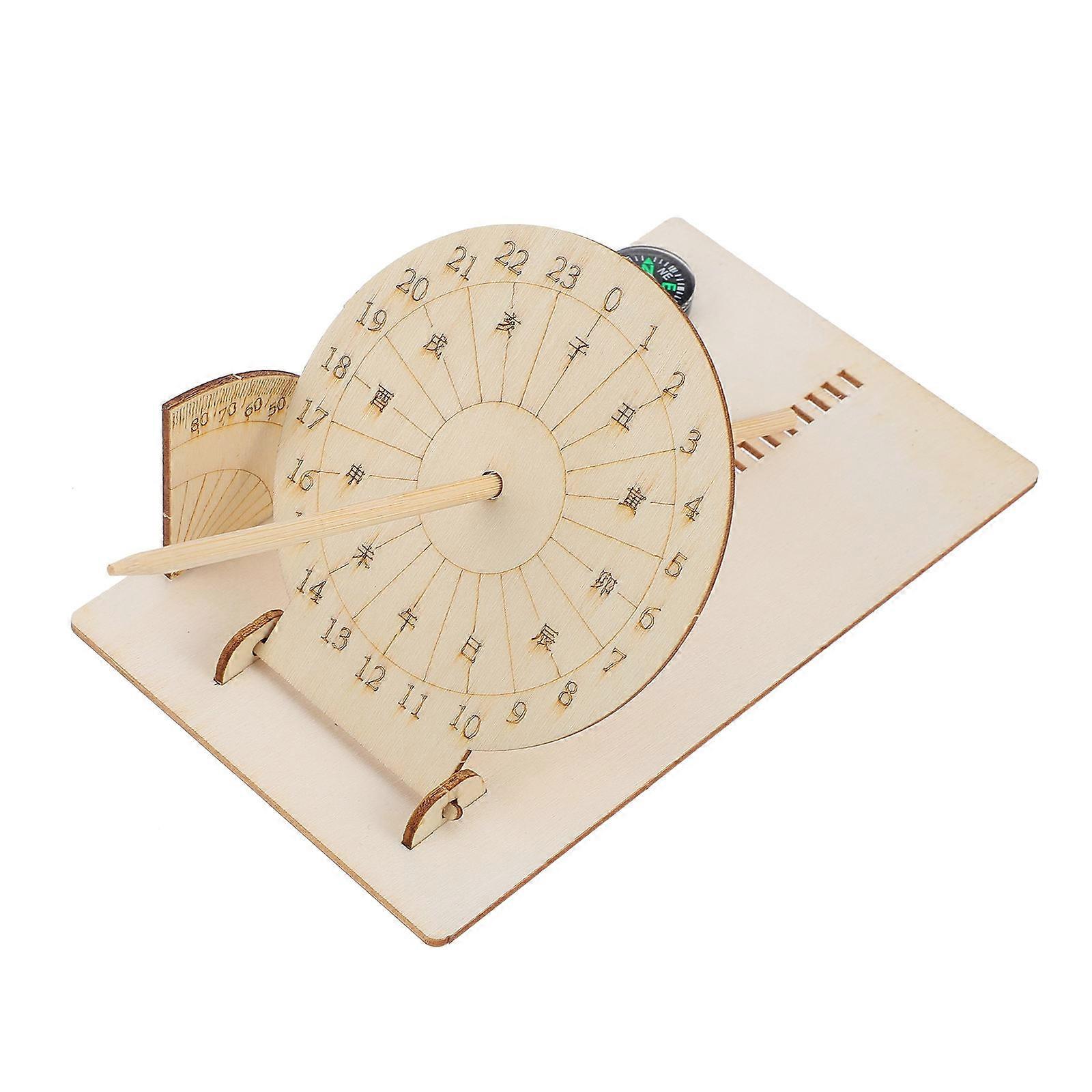 Wooden Sundial Clock Model DIY Educational Science Kit for Students Fun Experiment in Solar Time Measurement and Shadow Estimation