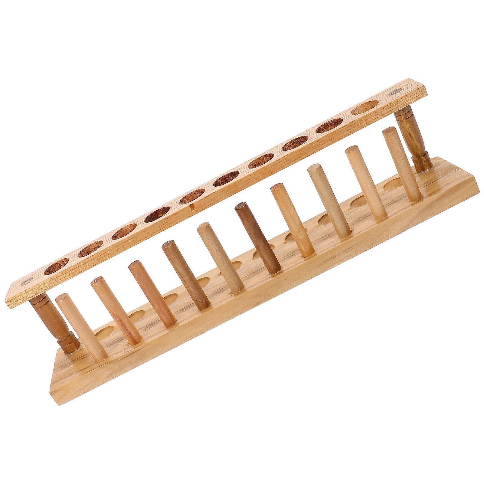 Portable Wooden Test Tube Rack with 10 Precisely Measured Holes for Safe Laboratory Use Khaki Color