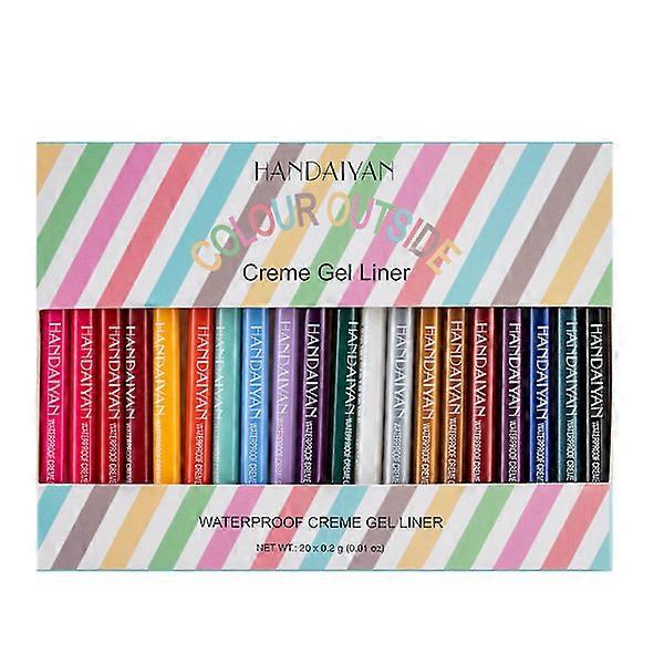 20-Pack Quick-Drying Gel Eyeliner Set Intense Color Long-Lasting Cosmetics Kit