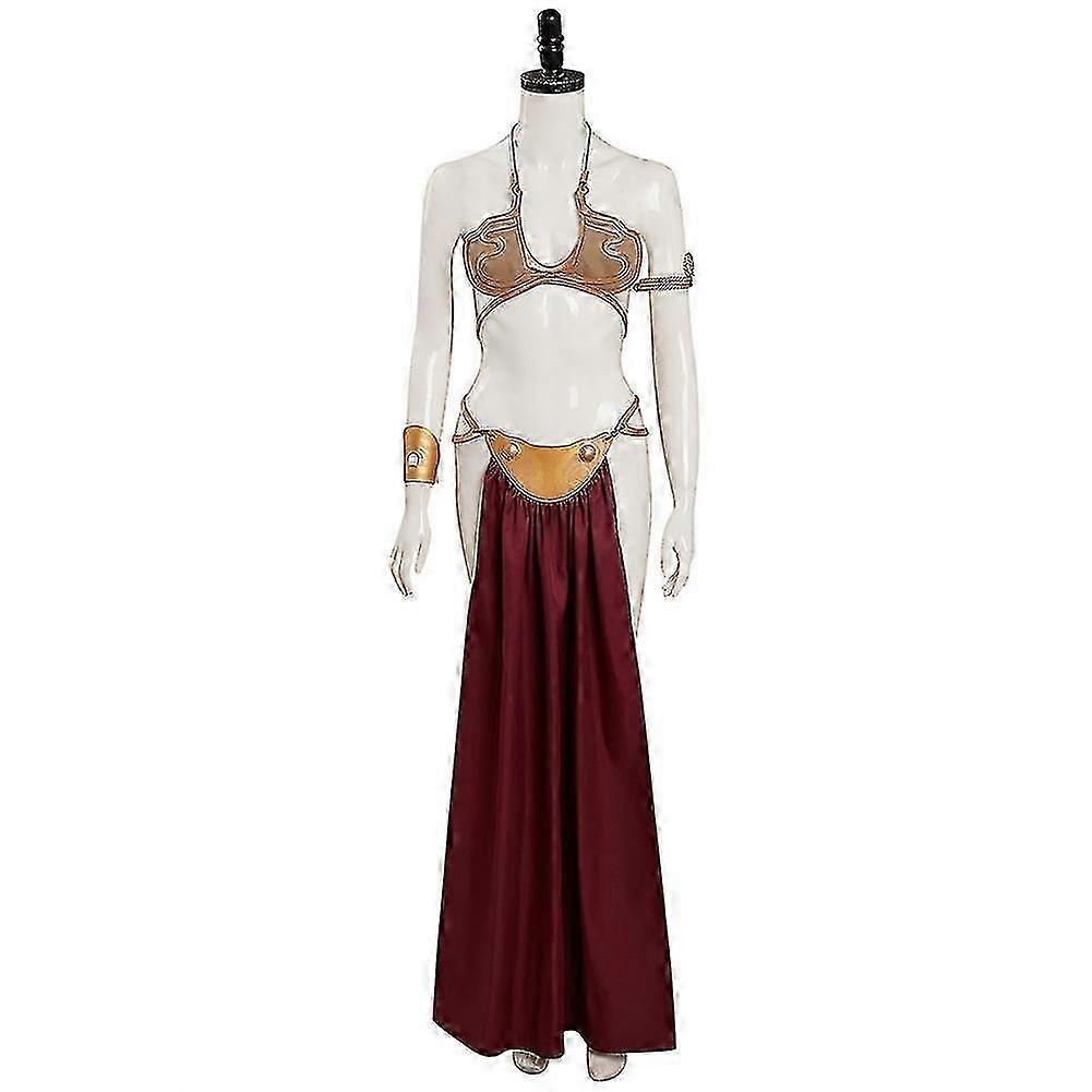 スターウォーズレイアスレーブビキニコスチューム女性用 - ハロウィーン&コスプレパーティーのためのセクシーなゴールデンコスチューム