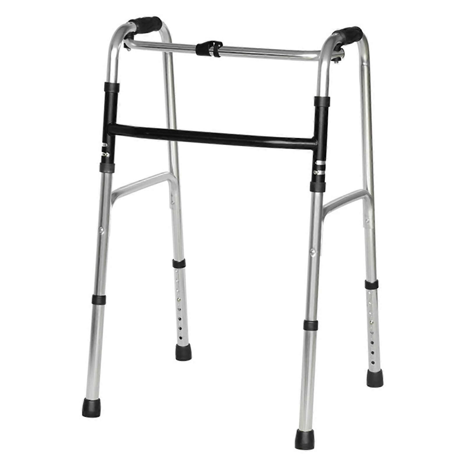 Foldable walker, heightadjustable, for seniors, disabled users, mobility aid for elderly people, portable, lightweight, silver