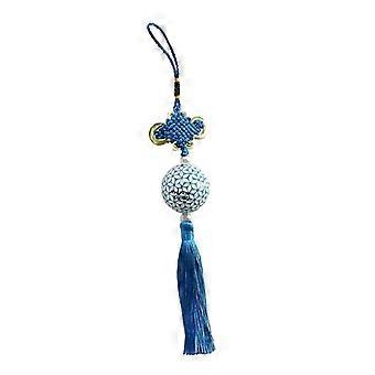 Chinese Knoop Kwast met Golfbal Home Auto Office Hangende Decoratie Blauw