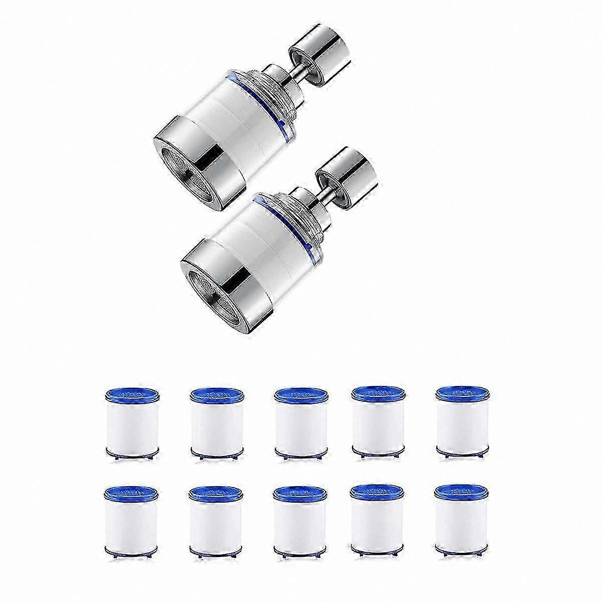 360° Rotating Faucet Filter for Kitchen and Bathroom Sinks, Chlorine Removal, 2-Pack Purifier System