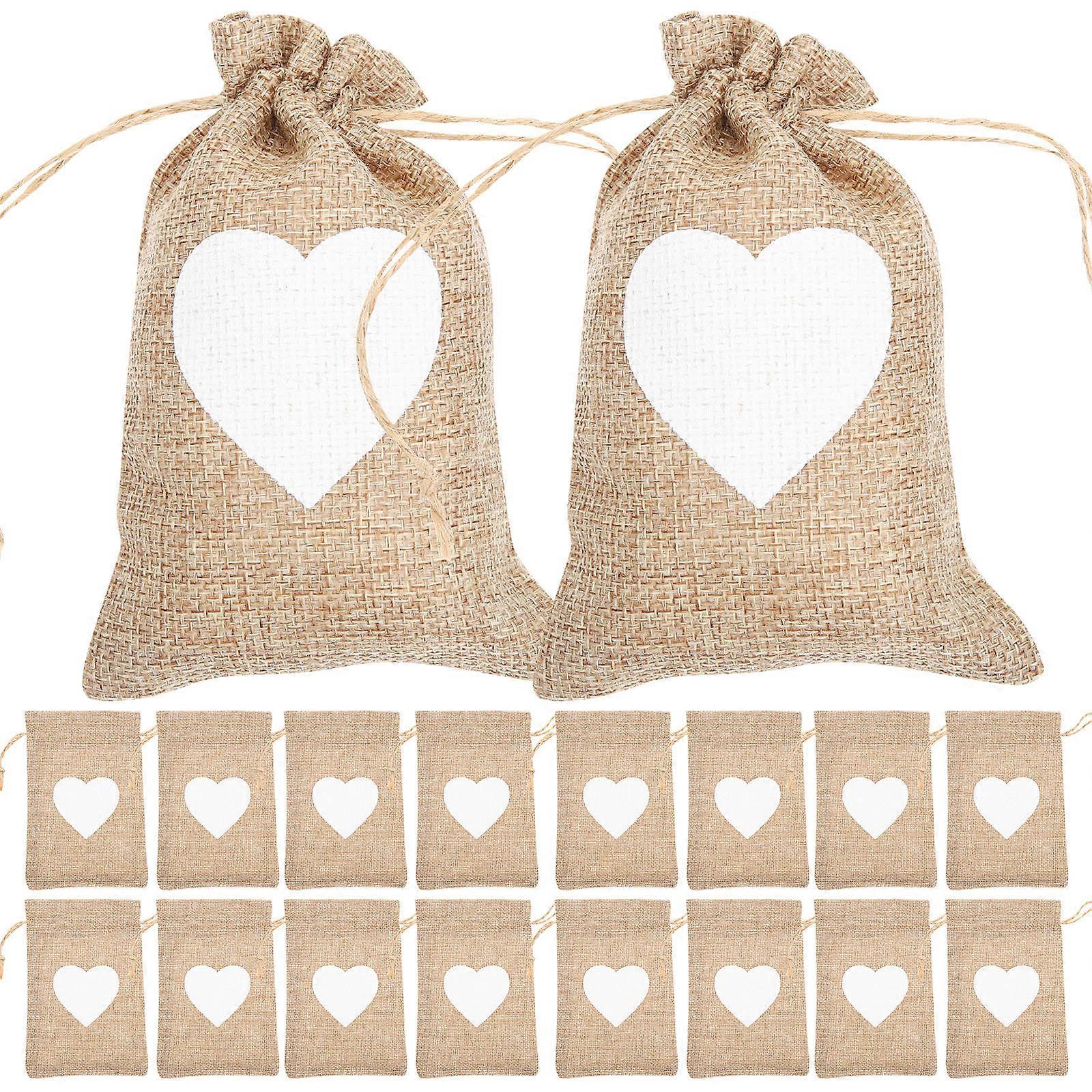 Christmas Drawstring Gift Pouches Portable Containers Rectangular Shape White 14x10CM 25Set