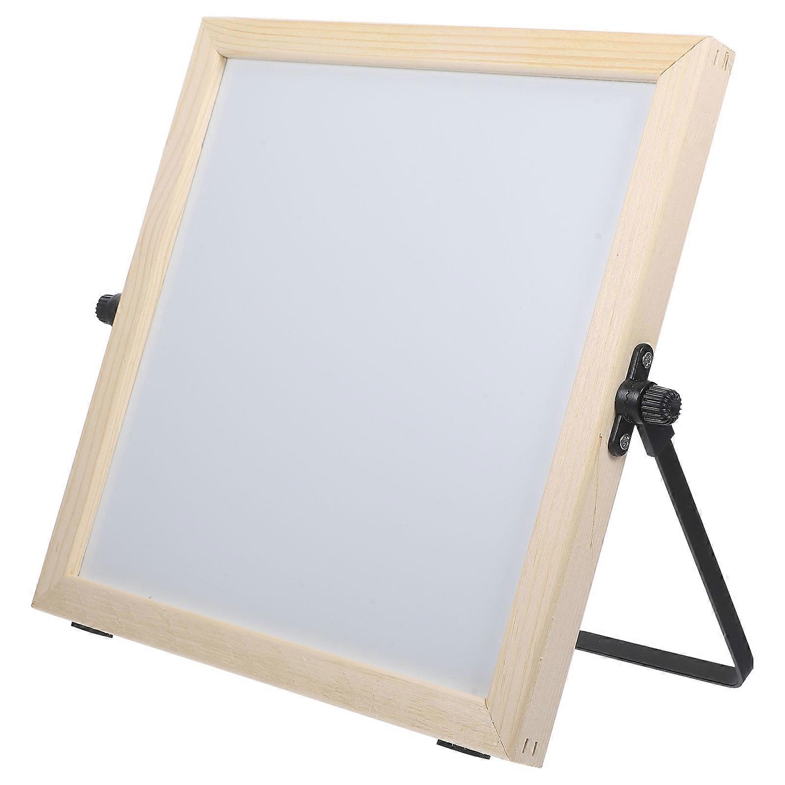 Wood Frame Whiteboard Desktop Message Board Suitable For Home Office 9.8X9.8in Magnetic 1Set