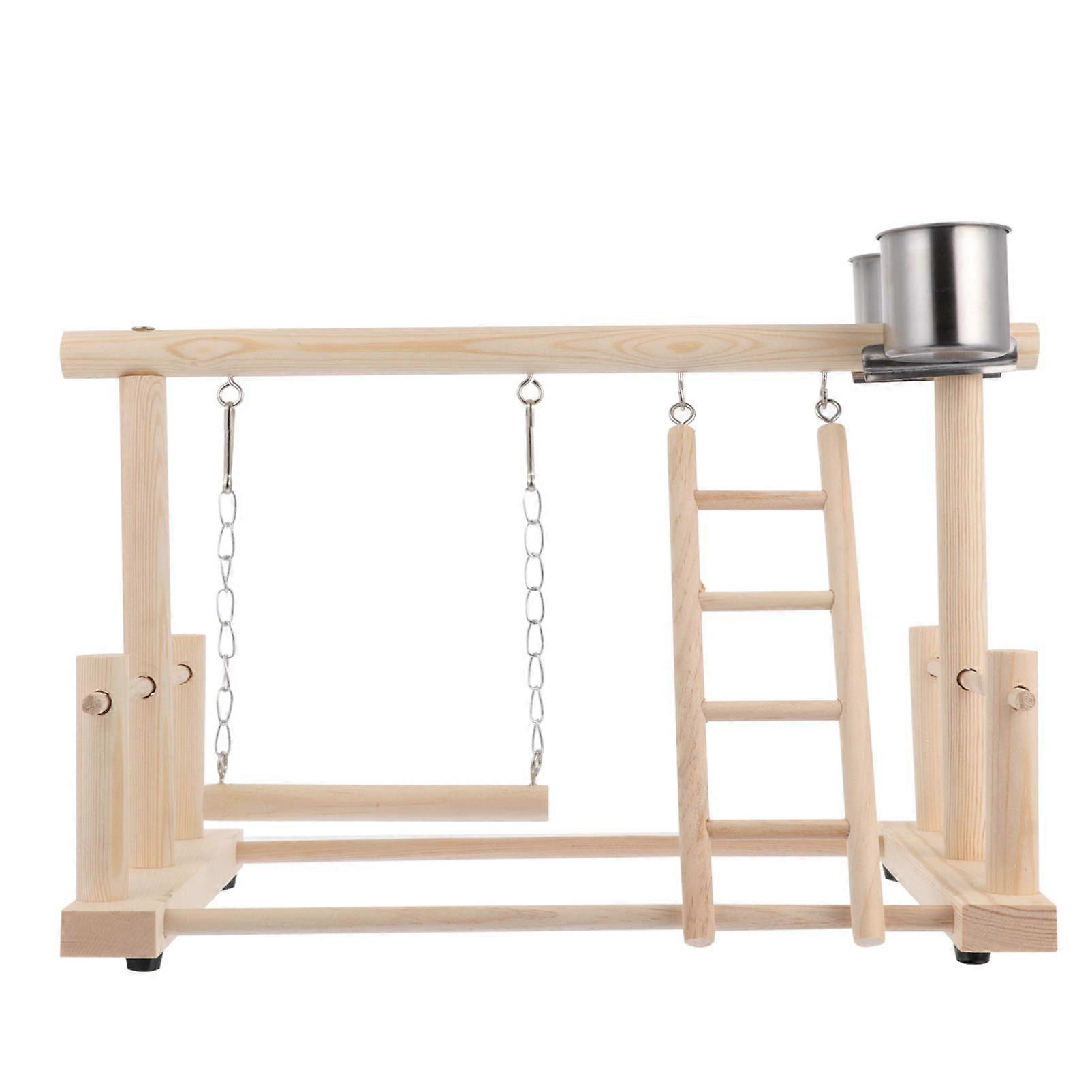 Bird Playground Pet Parrot Playstand Wooden Perch Gym for Cockatiel Parakeet with Exercise Playpen and Standing Stick
