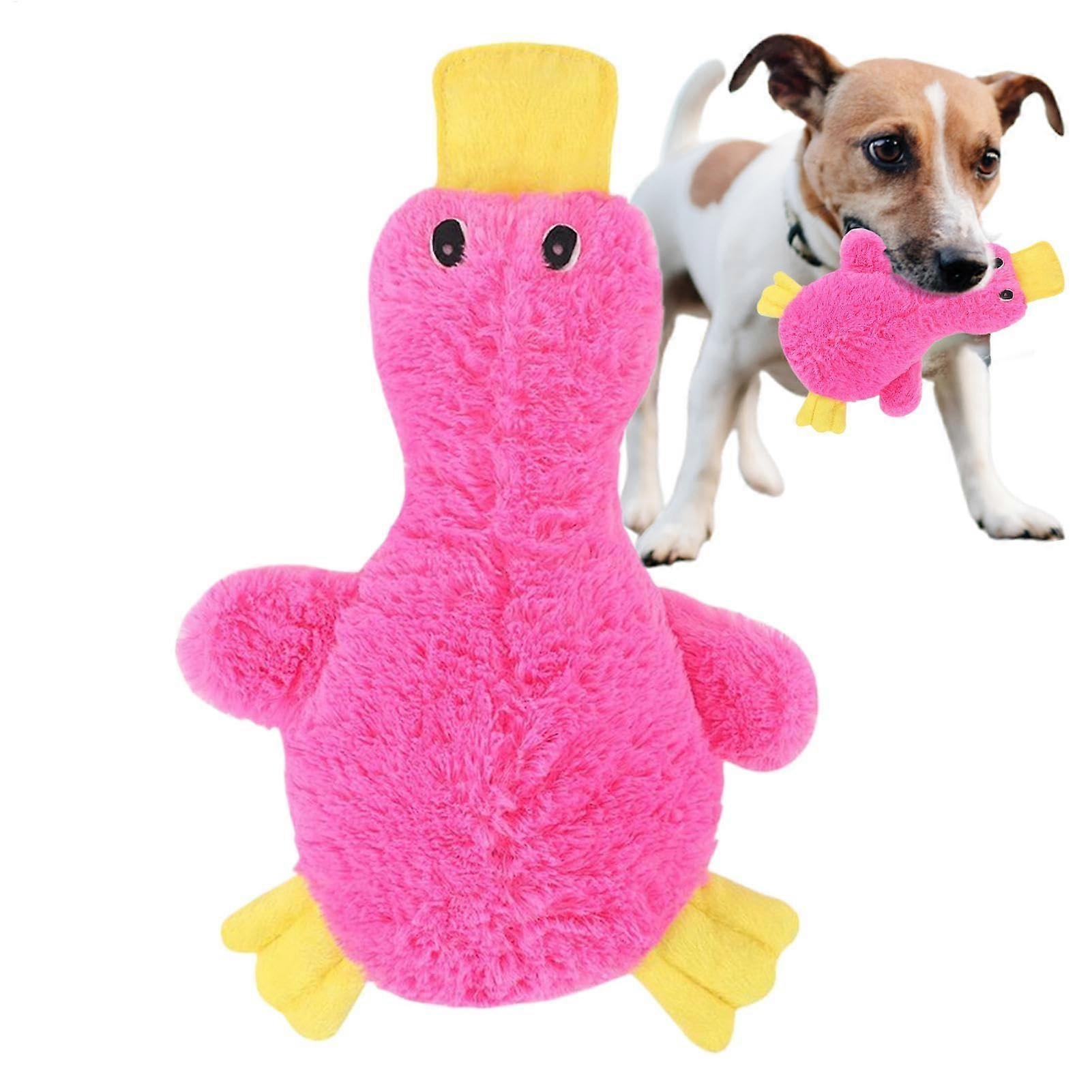 Dog Chew Squeaky Duck Toy, Crinkle Plush Cartoon Puppy Toy for Interactive Fun | Small Pink Dog Companion