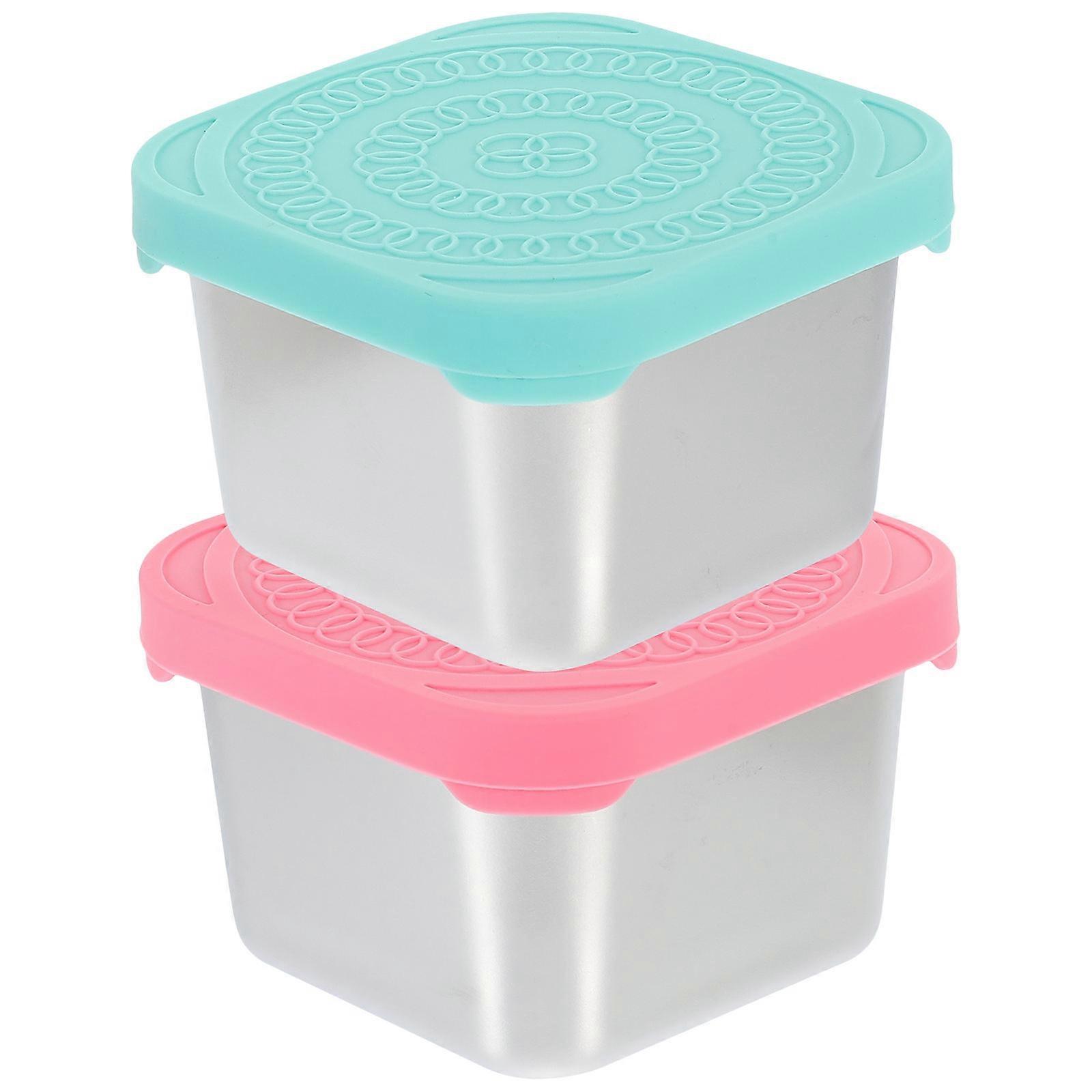 Meal Prep Sauce Containers 2Pcs Stainless Steel Salad Dressing Container Sealing Lid For Family Dinners Assorted Color Space Saving