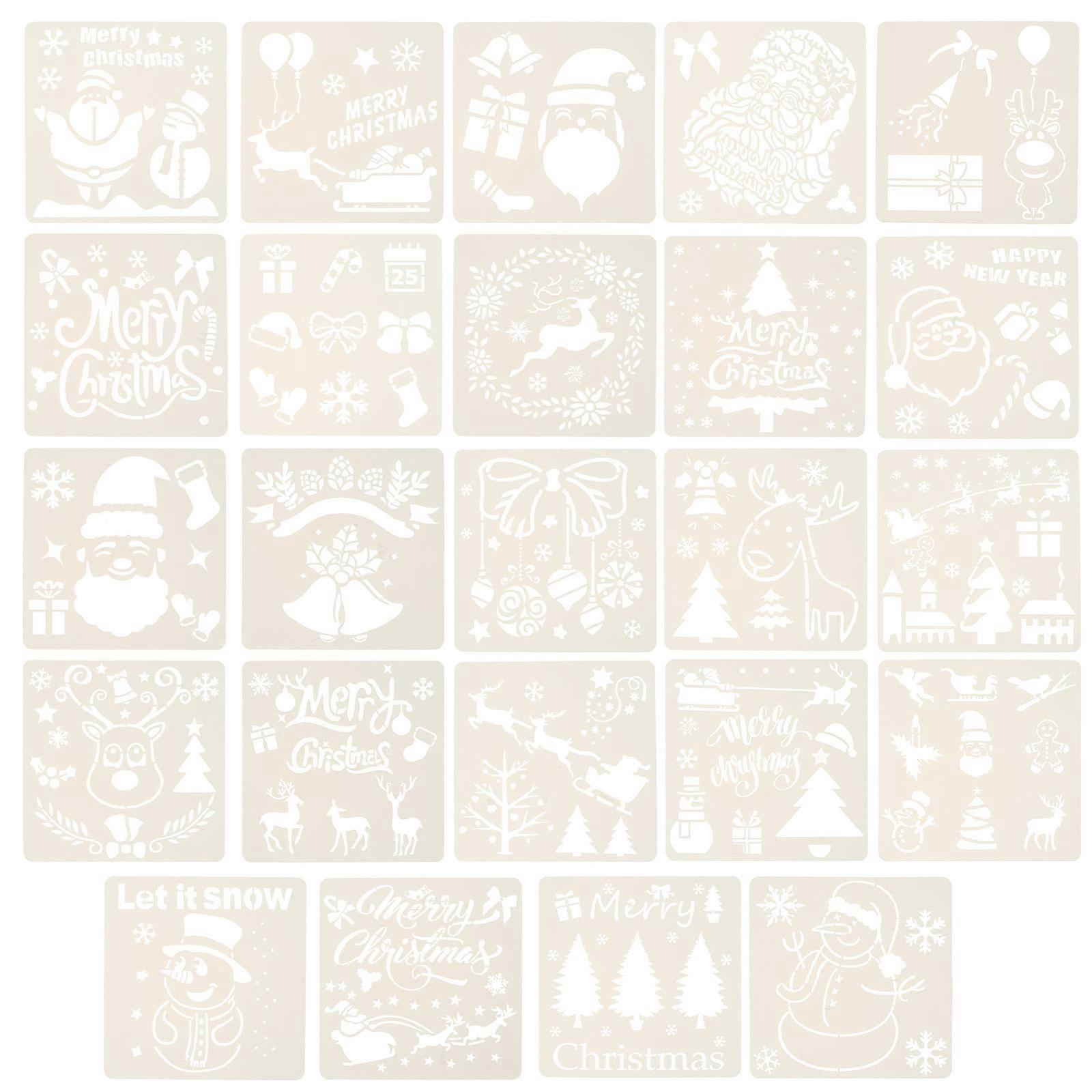 Christmas Decoration Stencils 24Pcs For Kids With Various Patterns Ideal For DIY Projects And Home Decoration Using Durable PET Material