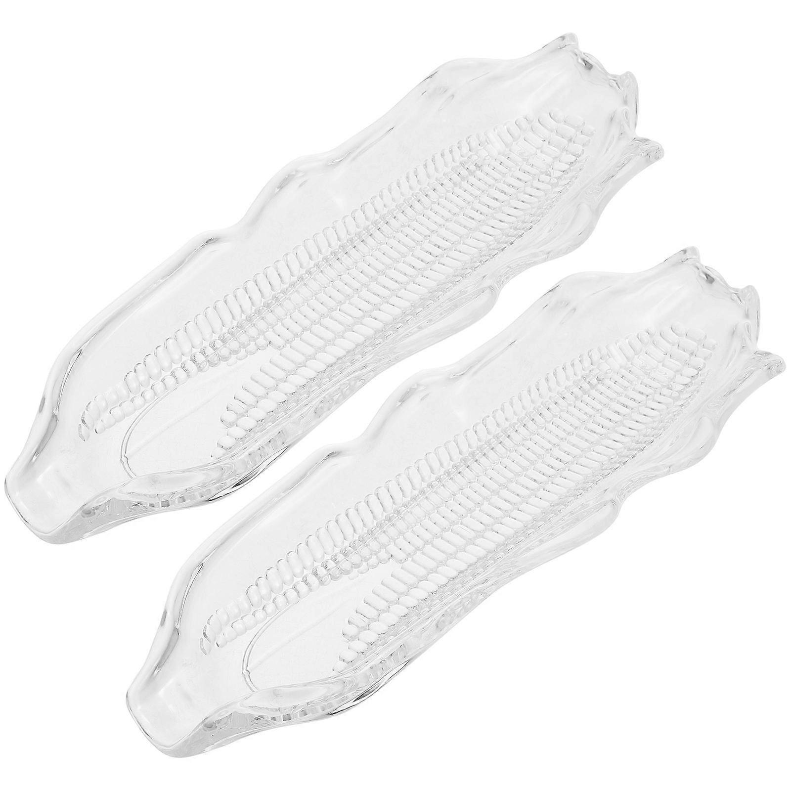 Corn Plate 2Pcs Delicate Design Snack Serving Tray Unique Style Dining Table Decor High Transparency