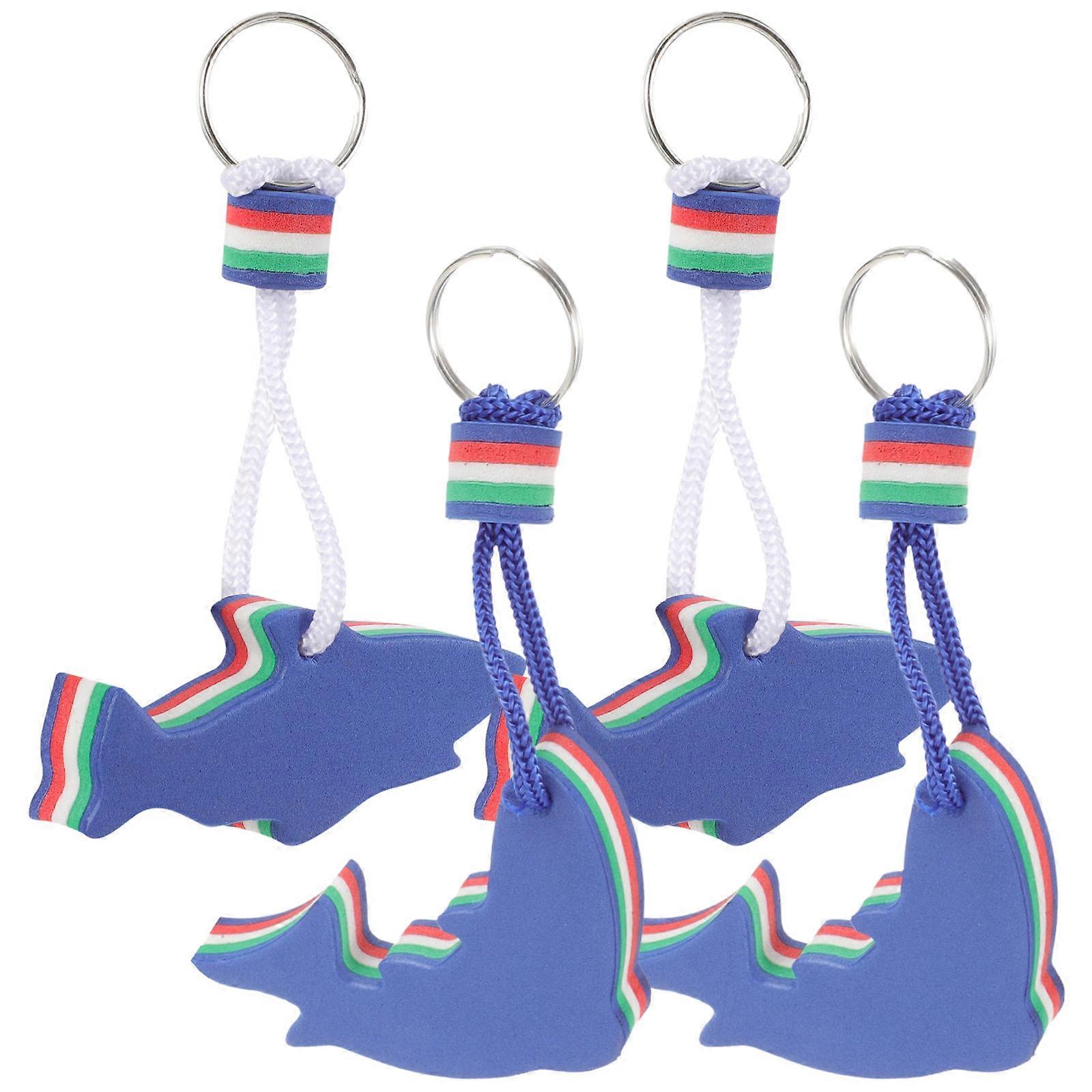 Water Sports Accessory 4Pcs Floating Keychain Shark Shaped For Rafting 7.5x5cm Bright Color Durable Design