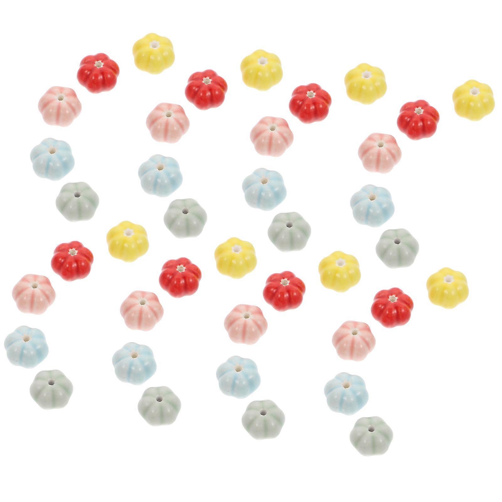 40Pcs Assorted Color Ceramic Pumpkin Loose Beads for DIY Jewelry Craft Making and Decoration