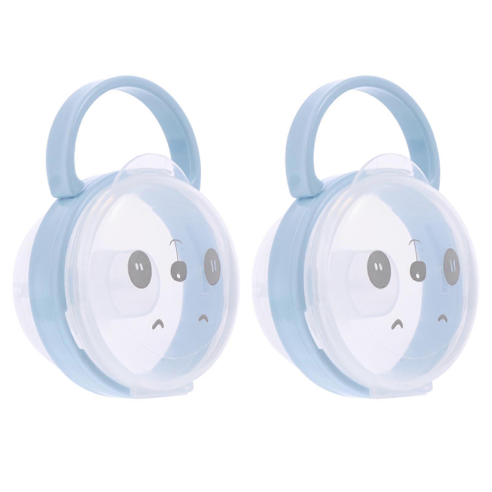Portable Pacifier Case for Baby Use Made of Durable PP Material Blue with Handle Easy to Carry