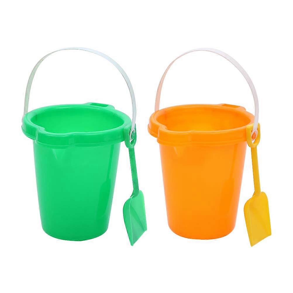 Round Shape Plastic Sand Buckets For Kids Beach Activities Colorful 2Pcs Practical Hand-on Ability Tools