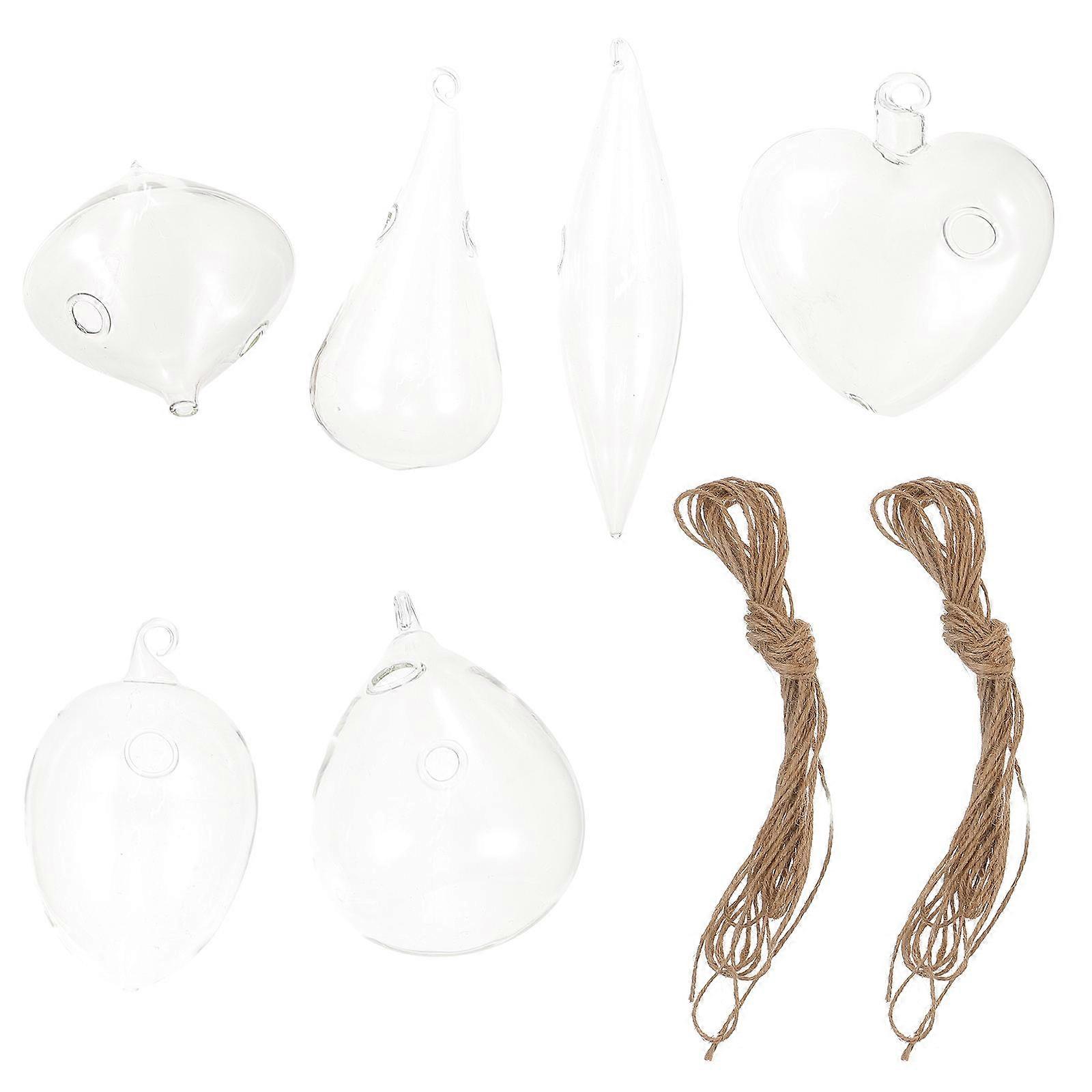 Glass Flowerpot 1 Set Decorative Hanging Vase For Garden Accessorizing Using Transparent Material 6Pcs