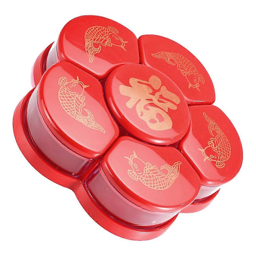 Reusable Snack Pack Container Chinese Style Food Serving Tray For Bars And Parties Red Color 29.7X29.7X9.5CM 1 Set