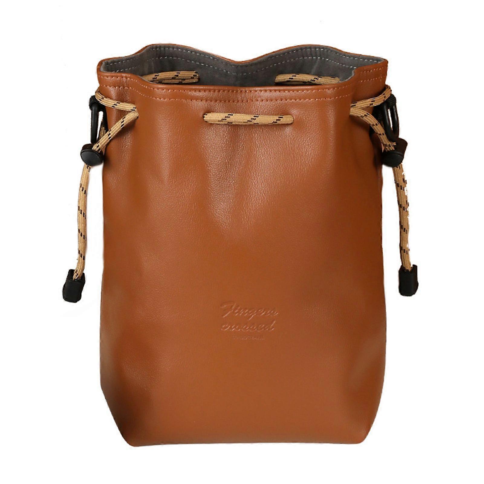 Leahter Crossbody Bucket Bag Multi-Purpose DSLR Camera Bag Shockproof Protection Travel Camera Backpack