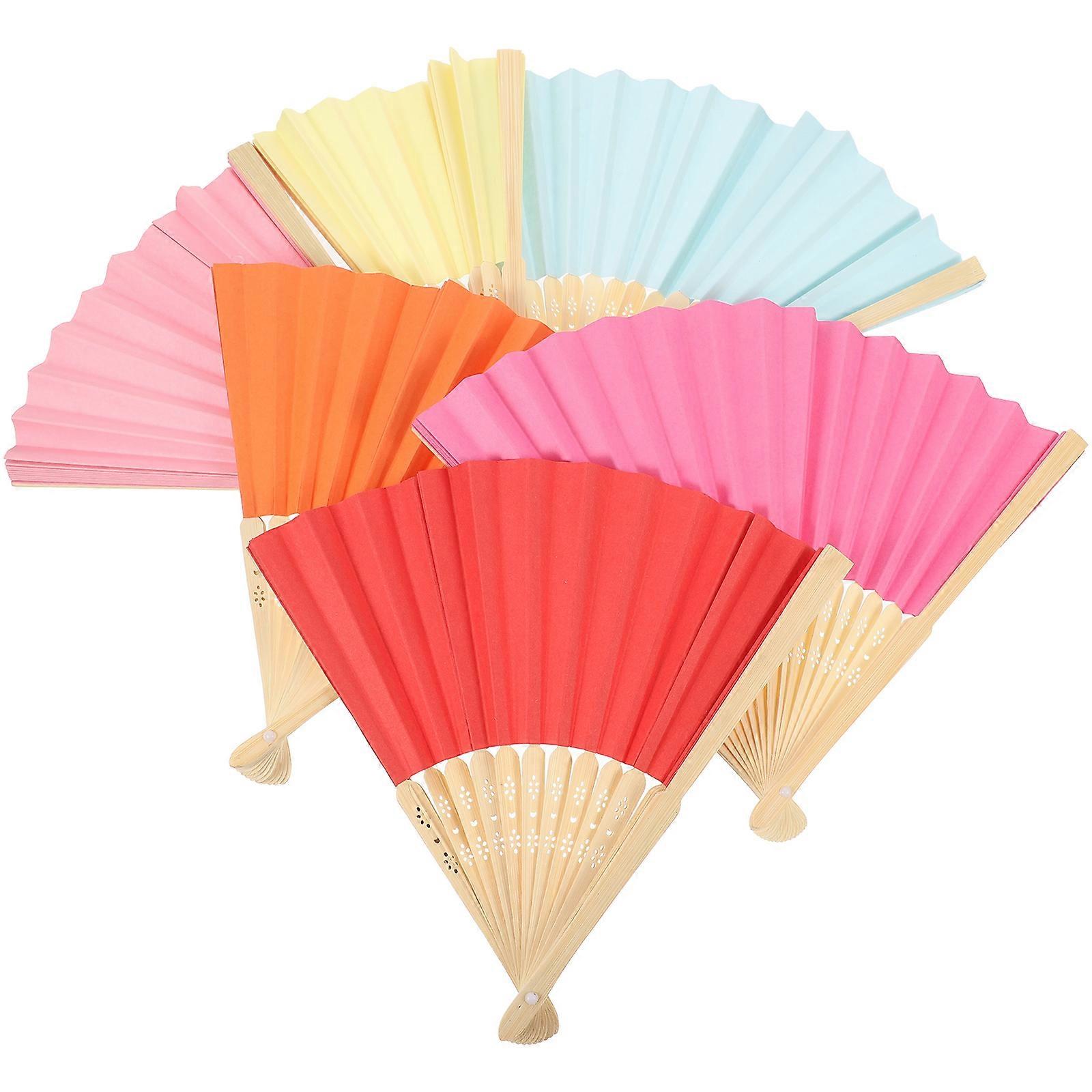 6pcs Blank Hand Folding Fans DIY Design Classic Paper Fans for Home Decor, Craft Projects, Performance Props & Creative Use