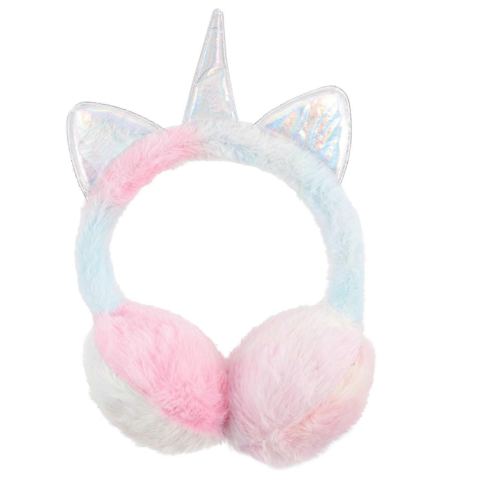 Sparkly Unicorn Plush Earmuffs for Winter Ear Warmers – Shiny Silver Horn & Glitter Design for Outdoor Activities