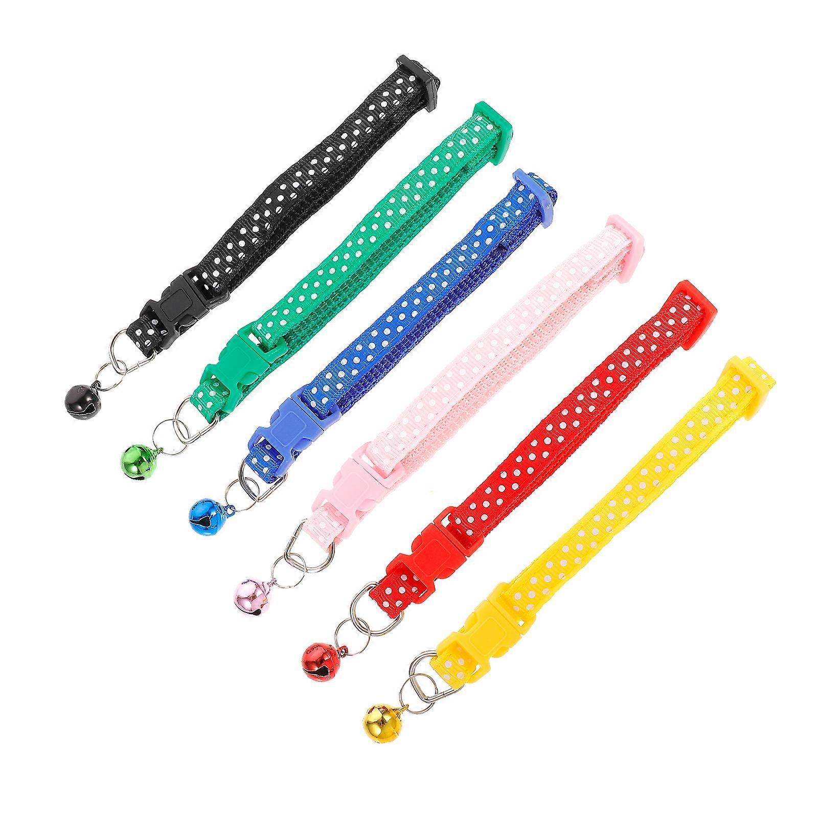 Bell Sound Adjustable Pet Collar Set Of 6Pcs For Cats And Dogs In Assorted Color Perfect For Daily Wear And Outdoor Walks