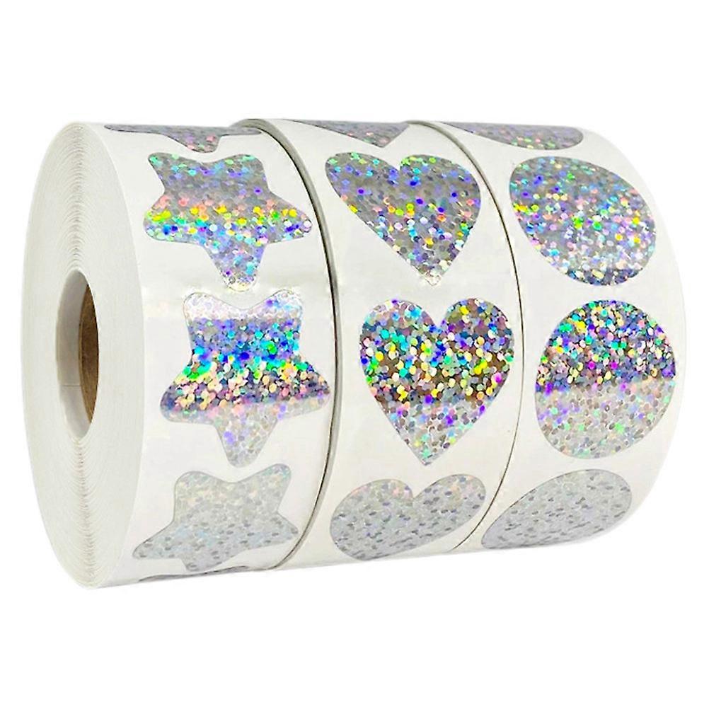 3 Rolls Decorative Teacher Stickers, Self Adhesive Multi Function Sticker Sheets with Heart & Star Designs for Classroom Motivation, Rewards and