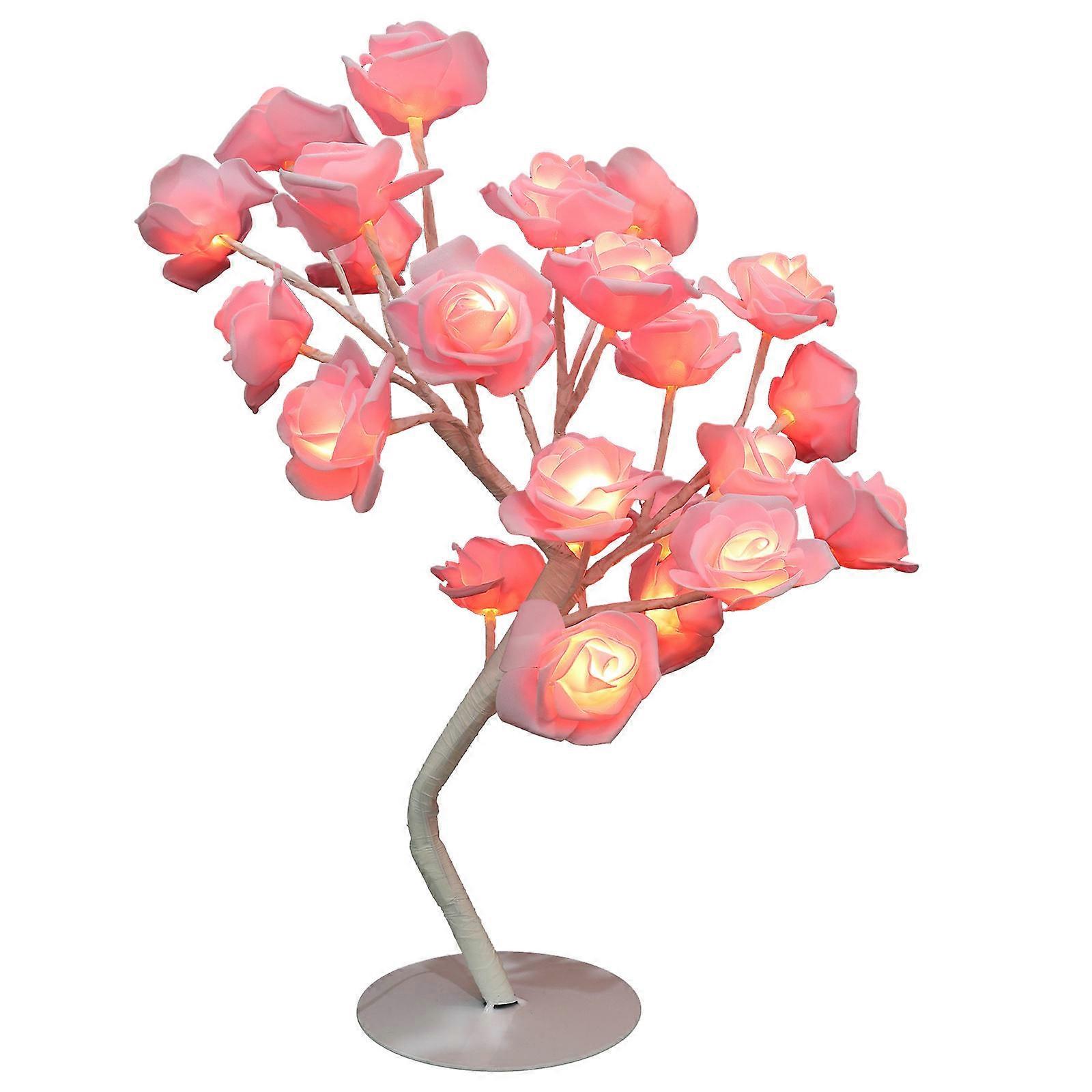 Rose Lamp Tree Night Light For Bedroom Parties And Weddings In Pink PVC Material With Unique Design 1Set