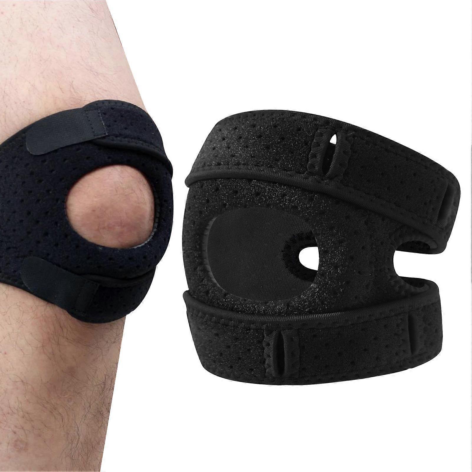 Knee Pads for Sports and Training, Adjustable Protective Brace, Shock Absorbing Patella Pad for Jumping and Climbing, Black