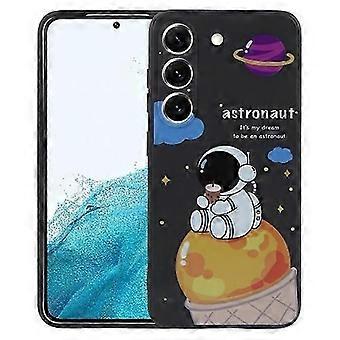 Para Samsung Galaxy S22 5G Leite Chá Astronauta Padrão Silicone Líquido Capa de Telefone