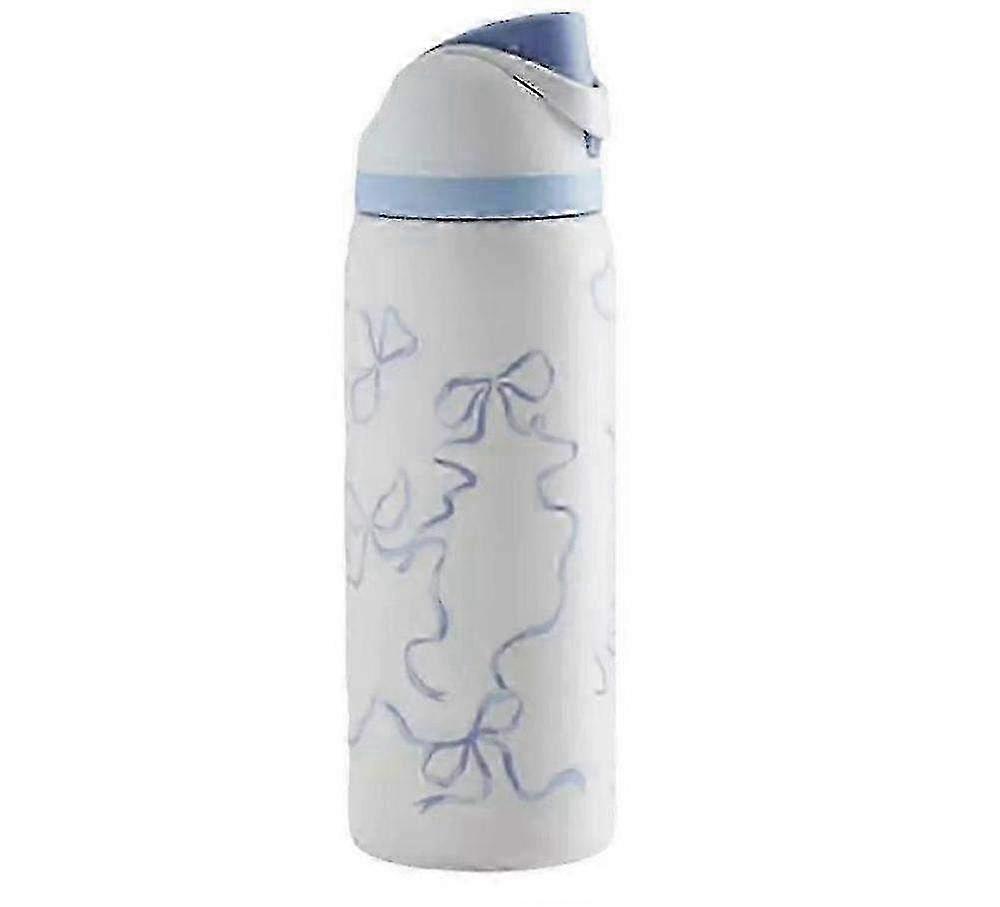 Owala FreeSip 32 oz Water Bottle with Blue Bow Design, Tied and True Edition, Compatible with Urban Outfitters