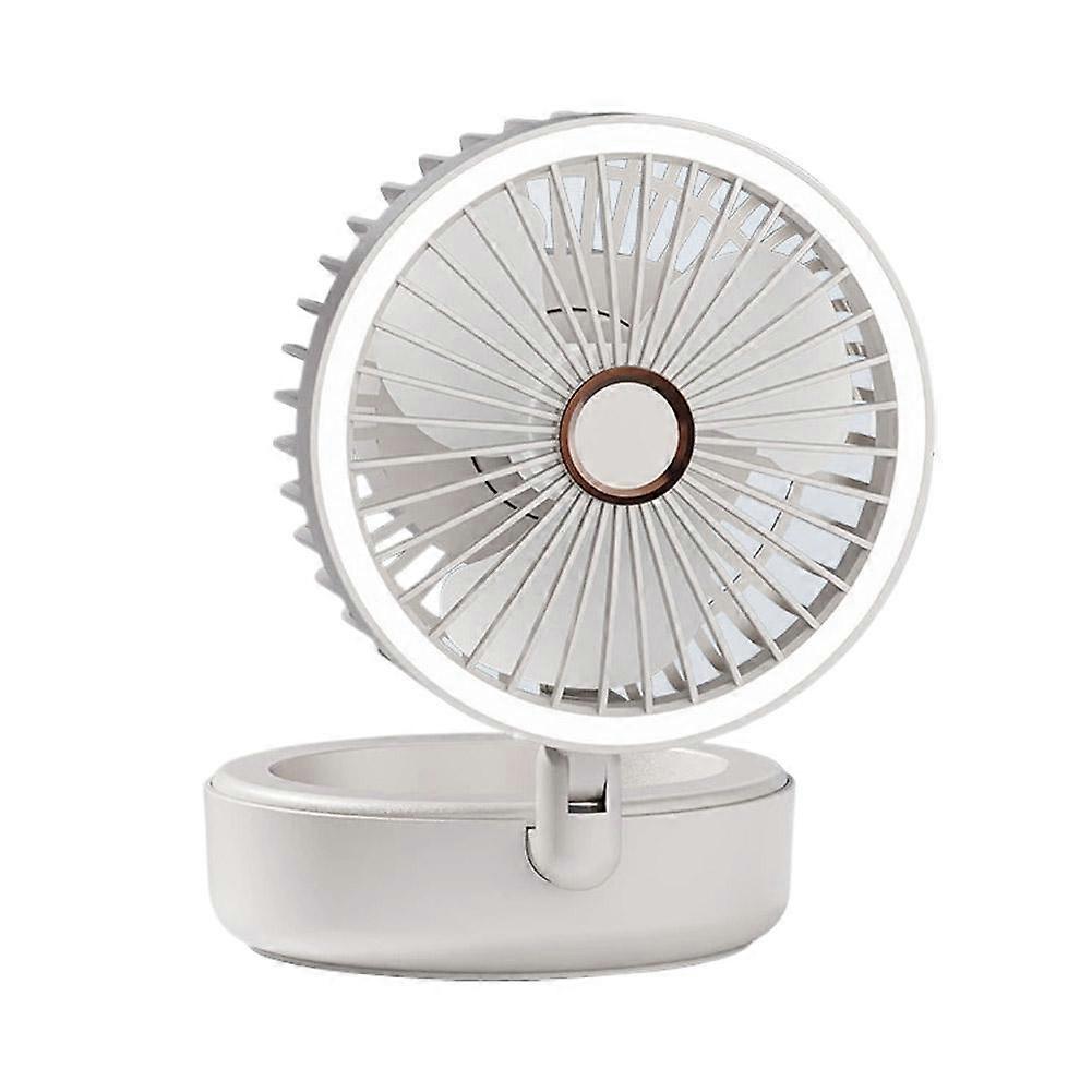 4-in-1 Portable Folding Fan with Light 5-Speed Rechargeable Wireless Desk Fan