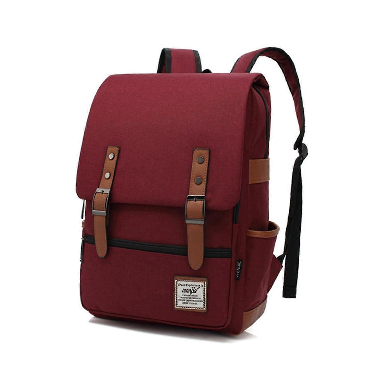 Backpack Canvas For Men, Travel Daypack, Hiking Backpack, Vintage Red M