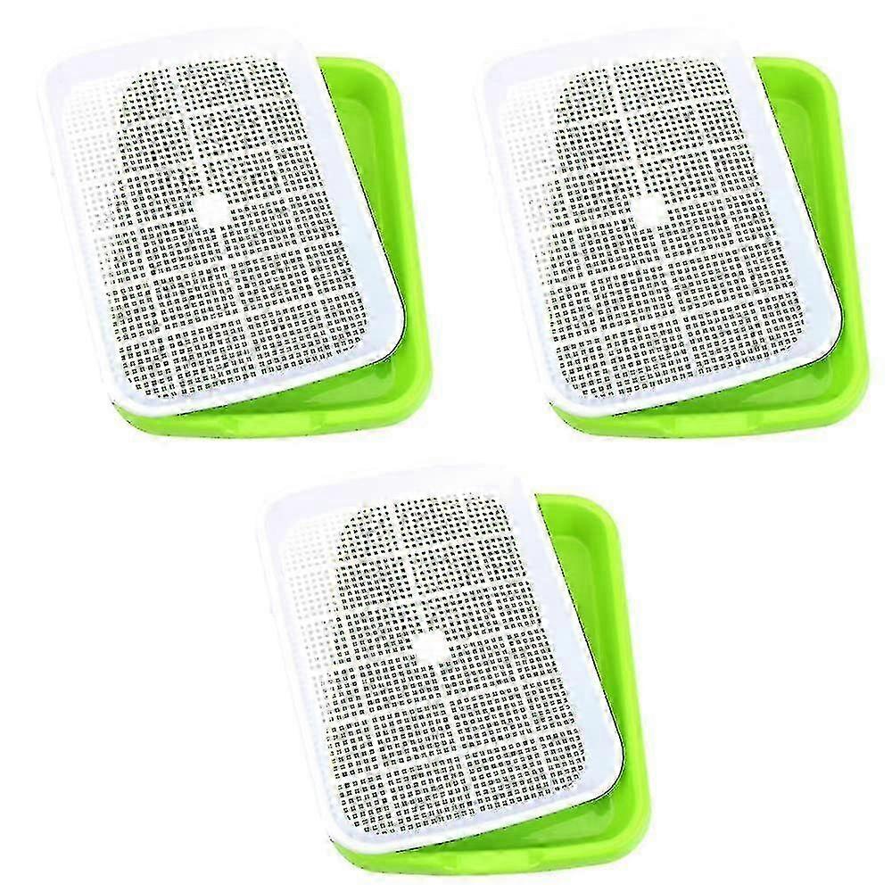 3 Pcs Seed Sprouter Tray - Soilless Sprouting Trays for Microgreens, Mini Greenhouse with Plastic Shelf, Fo Nursery Pot for Seeds Edition 0813