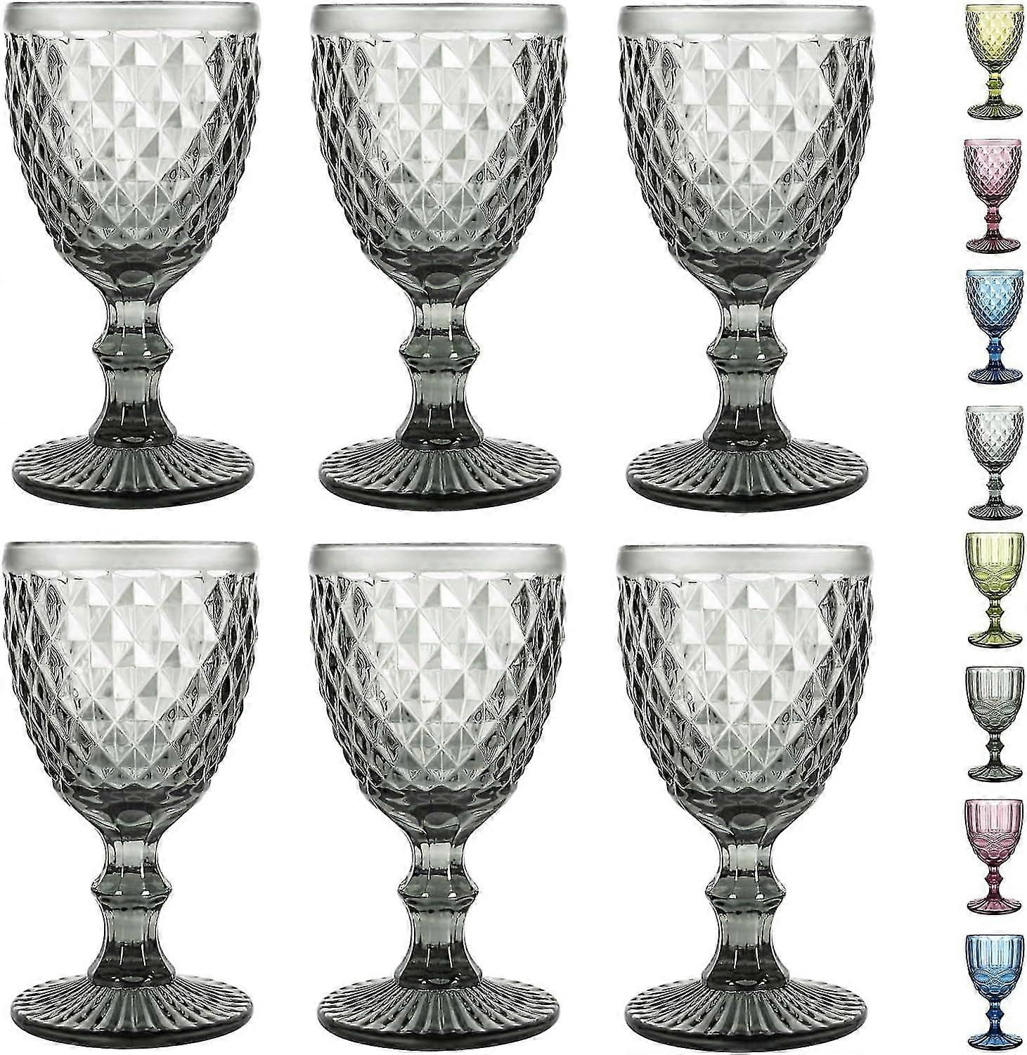 Vintage Drinking Glasses, 8Oz 240ml Thickend Glass Wine Glasses, Dishwasher Safe Short Stemmed Glass Goblets Glassware for Juice Martinis Cocktail Bev