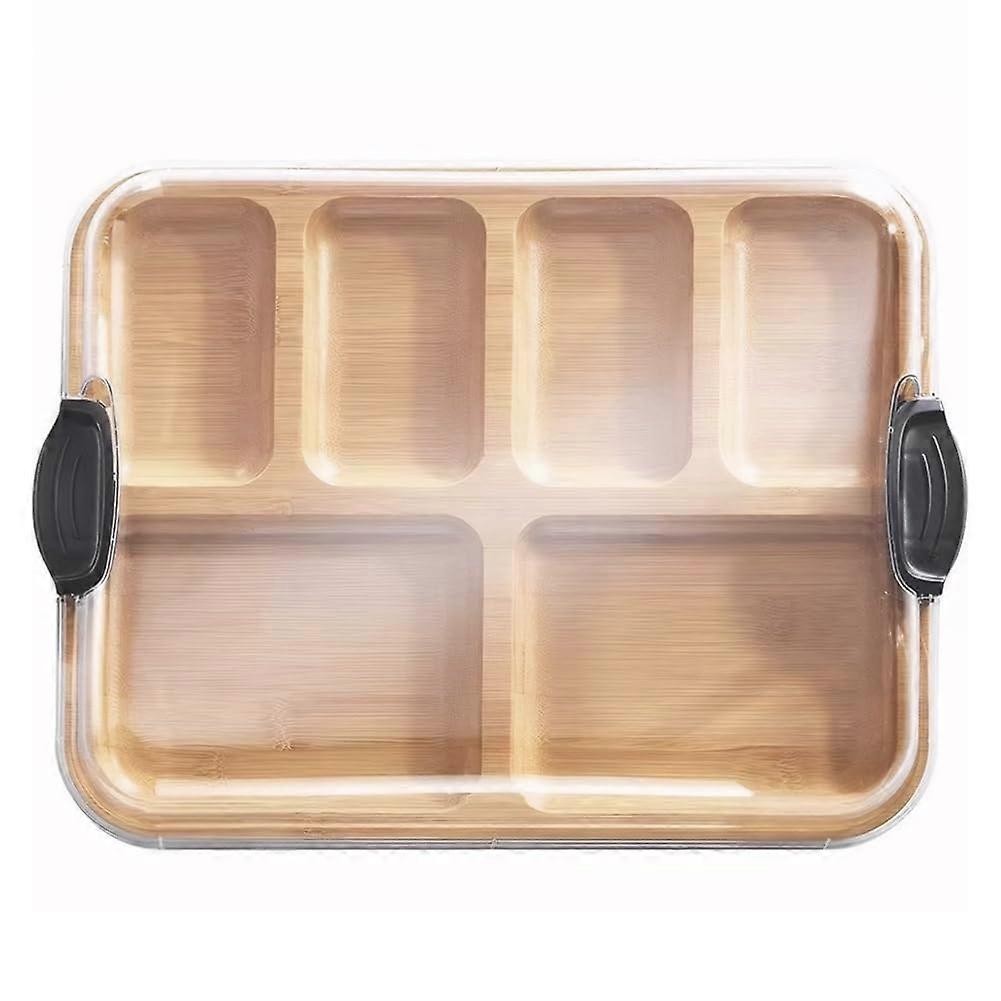 Reusable Bamboo Cheese Platter W/Lid Biscuit Snacks Platter Tray Serving Tray Charcuterie Board for Gourmets Birthday Presents Housewarming Gifts