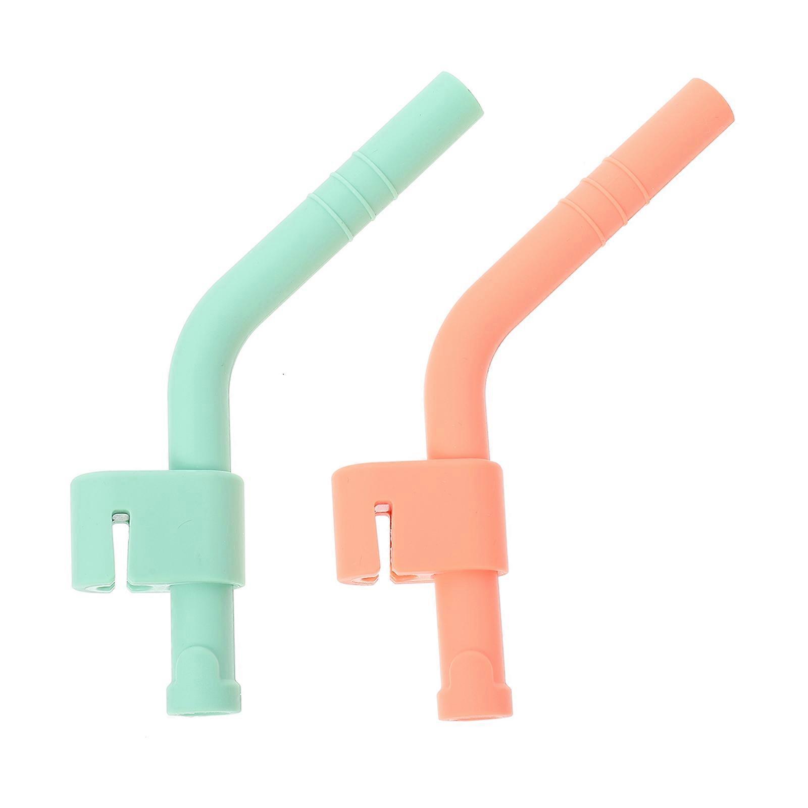 Silicone Baby Straws with Buckle for Children Use Assorted Color 2 Pieces