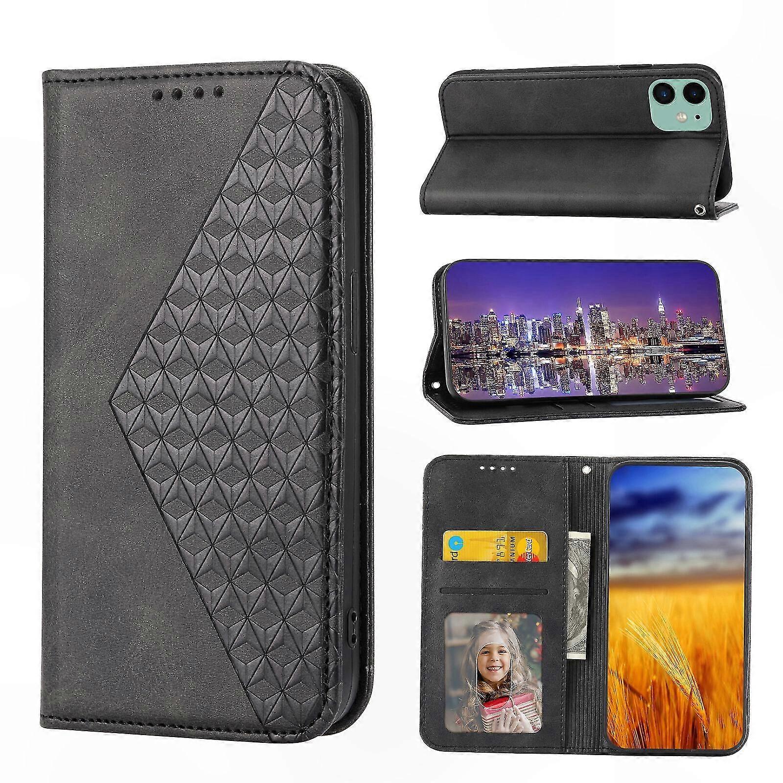 Leather Wallet Flip Case with Strap for 12 Cases