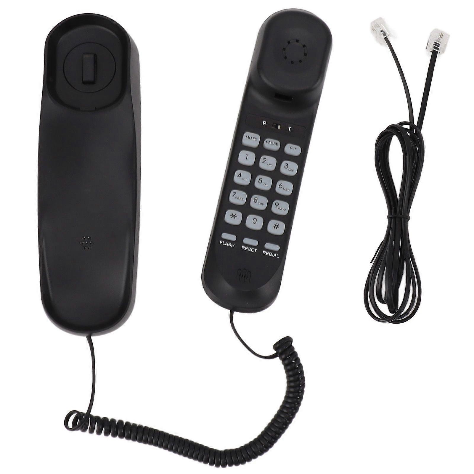 Corded Phone Multifunctional Clear Sound Adjustable Volume Wall Mountable Landline Telephone for Home Hotel Office Black