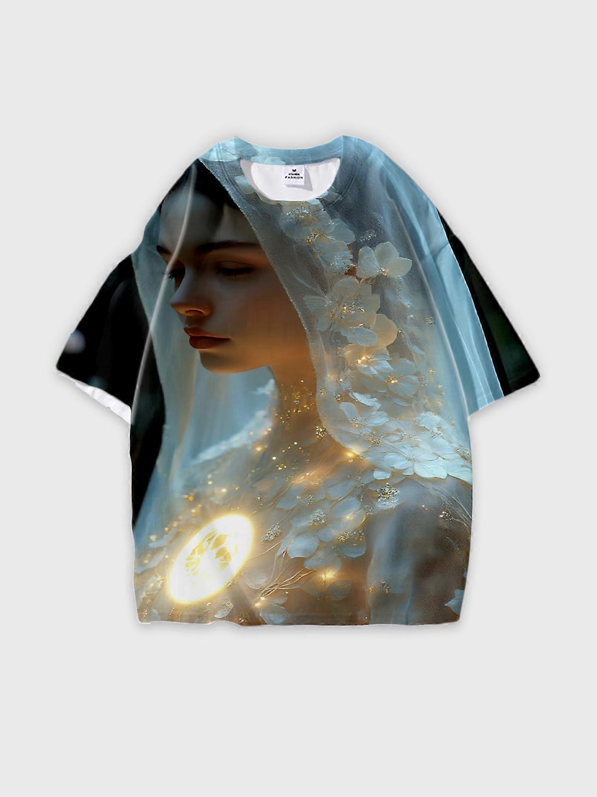 T-Shirt Short Sleeve Round Neck, Summer Casual Loose Graphic Tee, Unisex Pattern V2188
