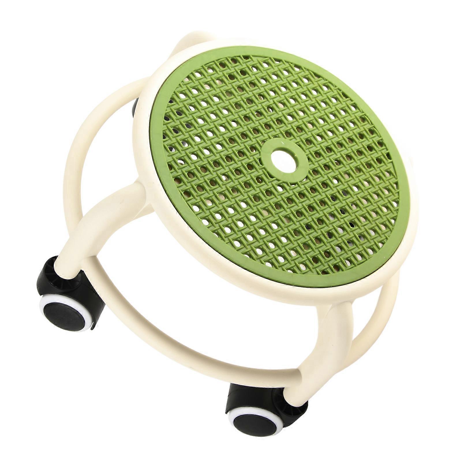 Rolling Low Stool Green Plastic Mini Movable Wheel High Capacity