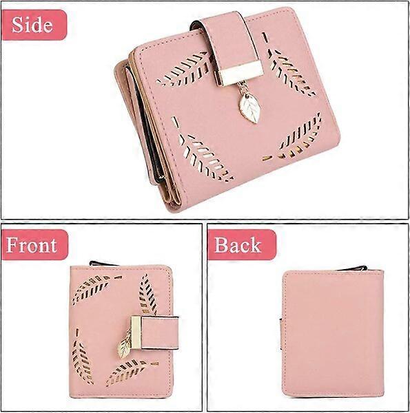 Ladies' short leather wallet with zipper closure, coin pocket and card slots