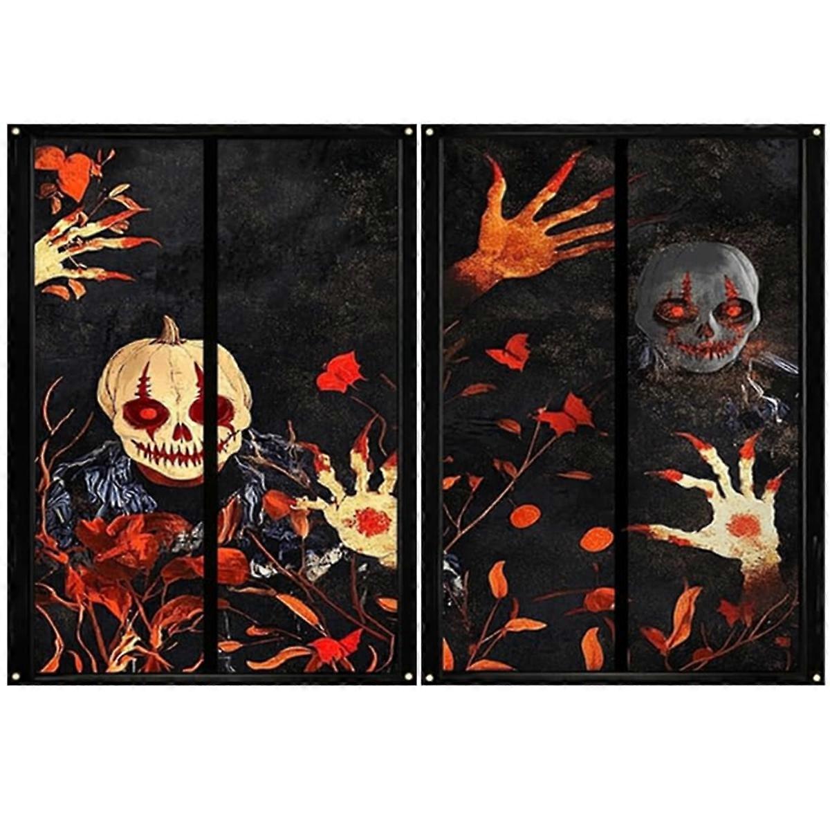 2Pack Halloween Window Decorations Horror Skull Party Decoration