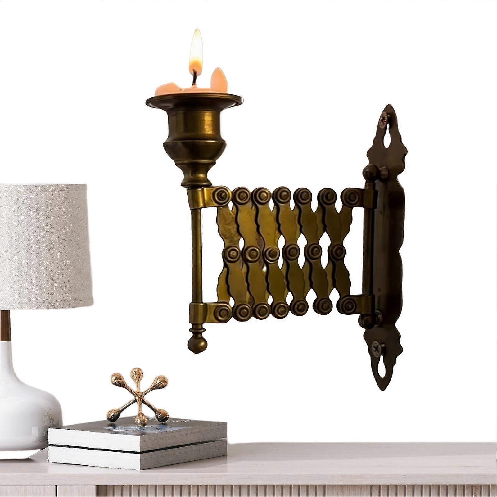 Extending Taper Candle Holder WallMounted Telescopic Candlestick Home Wedding Display Stand Size 5.98x2.01x5.47 In