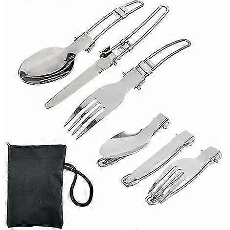2025 Latest Model Foldable Camping Cutlery Set, 2 Sets Stainless Steel Camping Tableware