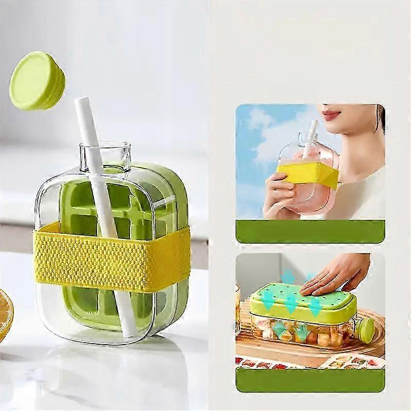 Ice Cube Tray With Straw Food-grade 2-in-1 Ice-make Pressing Mould Ice Drink Bottle Ice Cube Maker Perfect For Outdoor Activity 2025