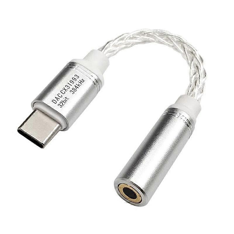 DAC CX31993 Digital Audio Decoding Conversion Cable HIFI 8-Strand Silver Plated Cable Type-C To 3.5mm Female