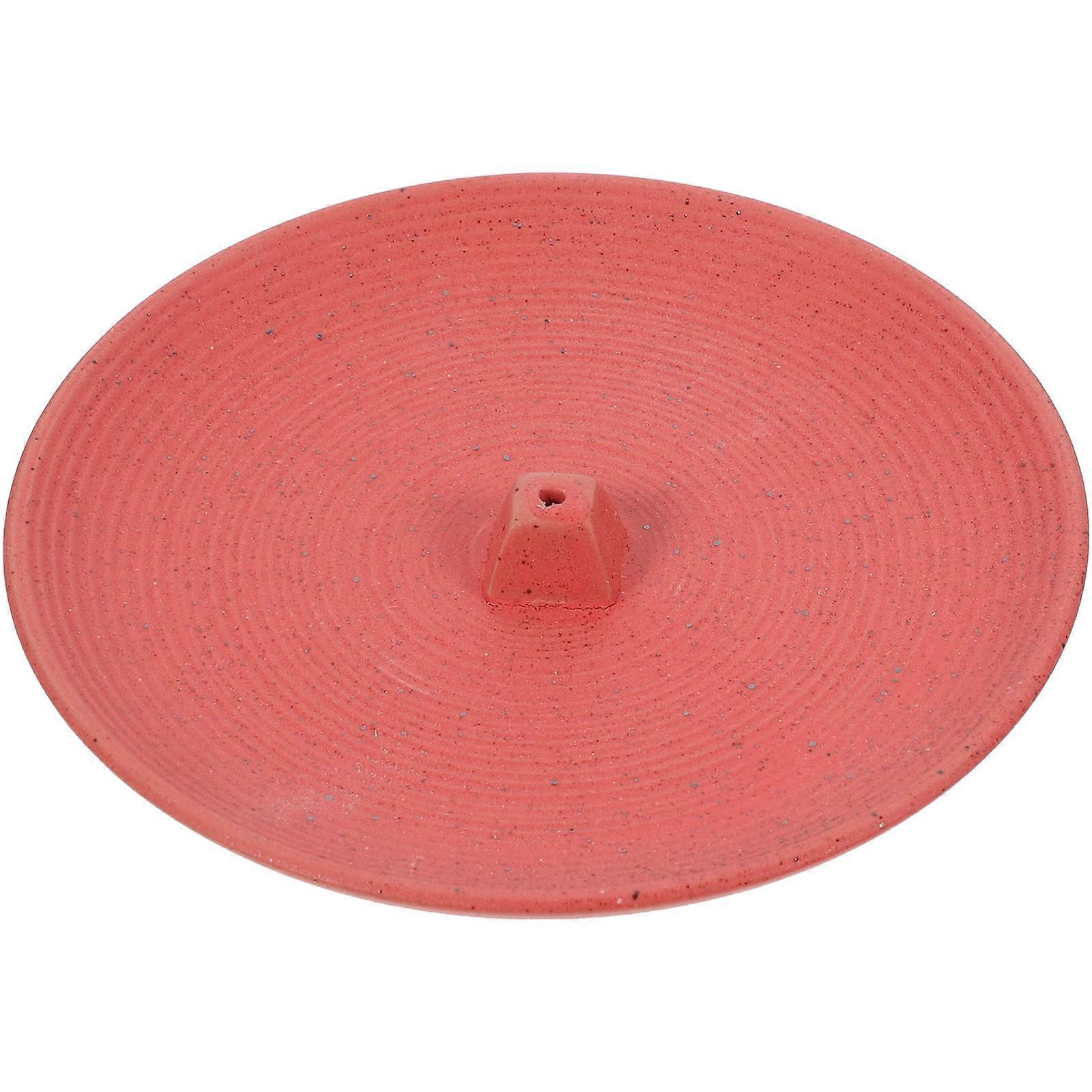 Ceramic Incense Stick Holder for Home Use 2Pcs Red Round Type